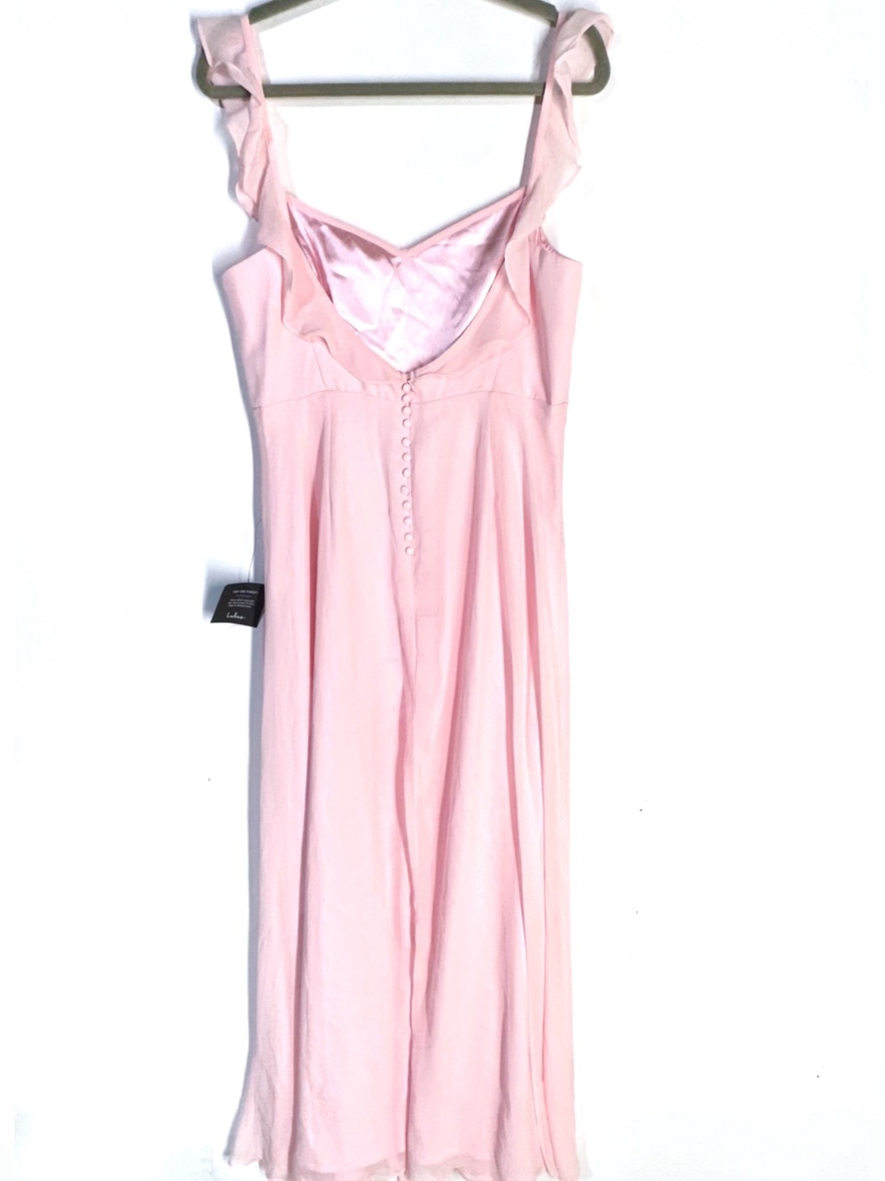 Lulus Dreamy Admiration Light Pink Ruffled Maxi Dress Size L NEW - Picture 7 of 11